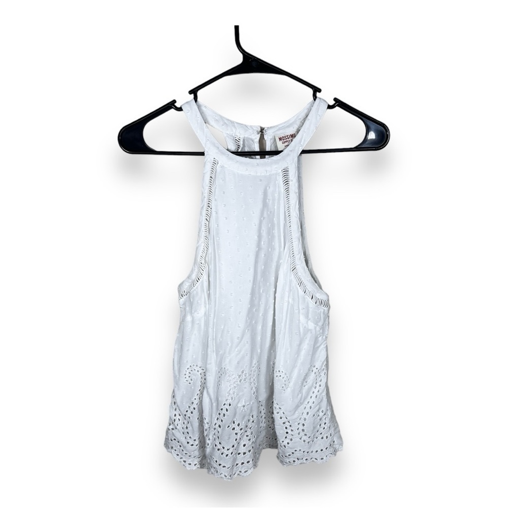 Medium Mossimo White Boho Tank Cropped Lightweight Lined Bohemian Neutral